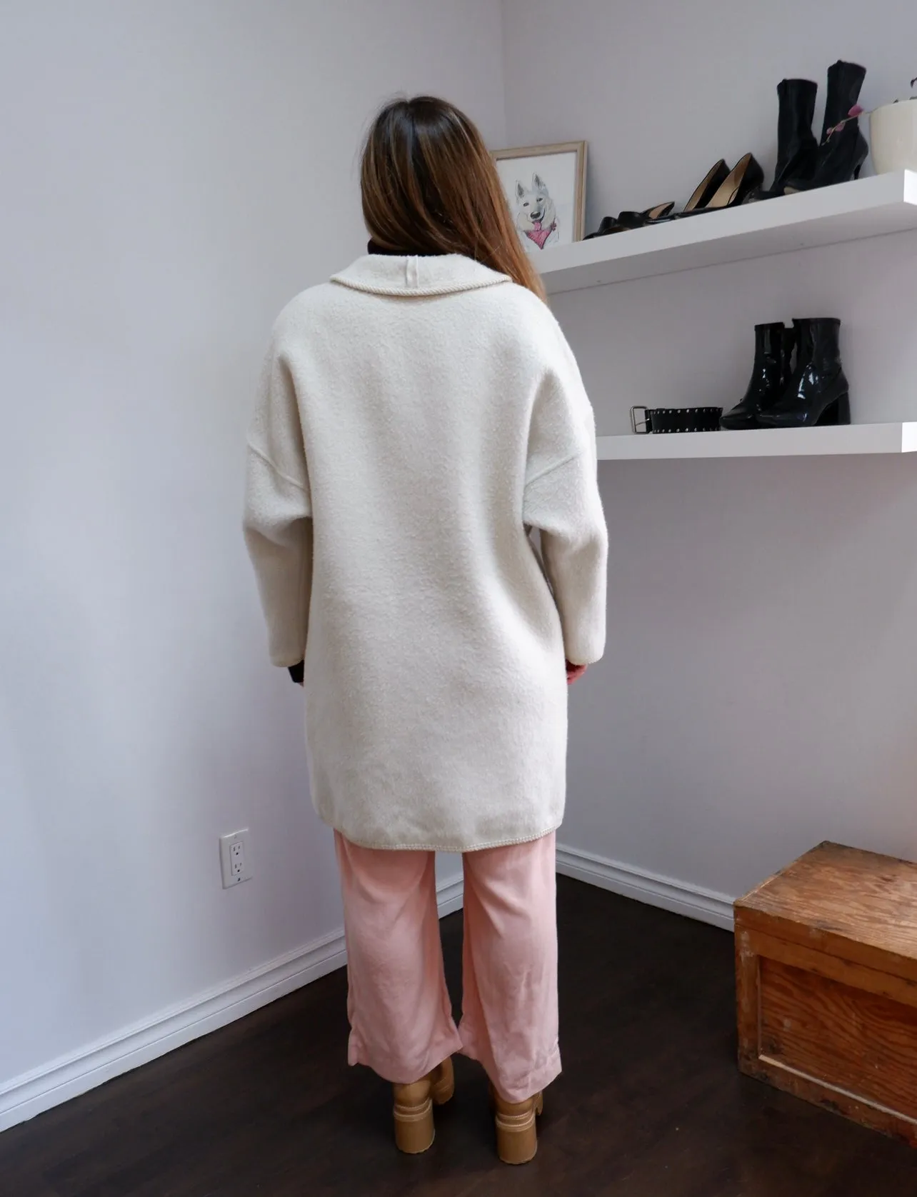 80s Cozy Wool Cocoon Coat - M/L