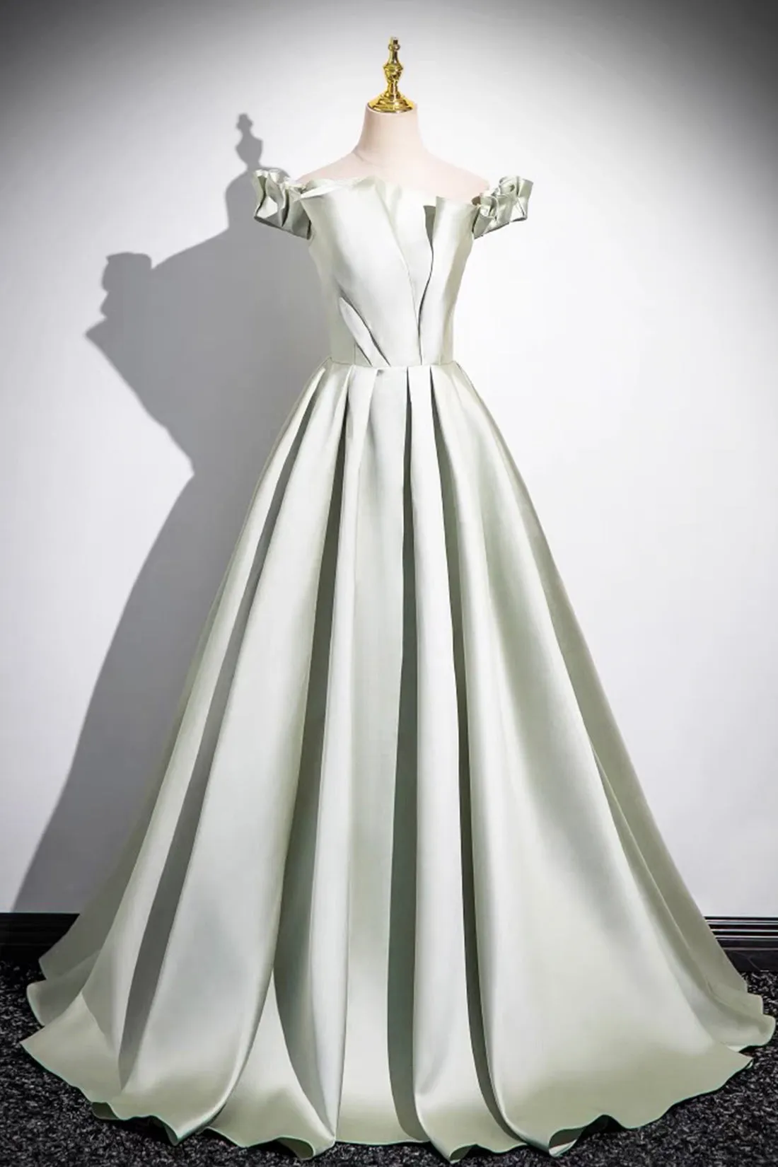 A-Line Green Strapless Floor Length Prom Dress, Simple Evening Party Dress