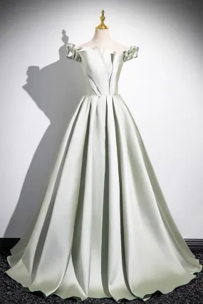 A-Line Green Strapless Floor Length Prom Dress, Simple Evening Party Dress