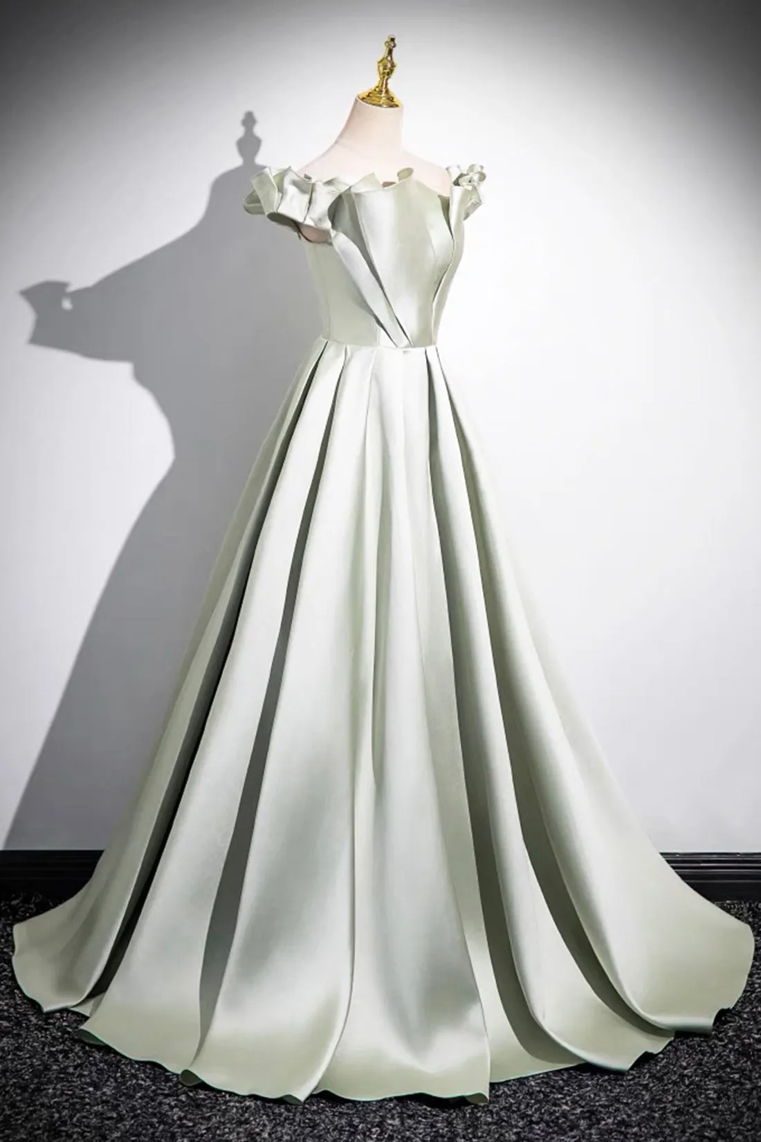 A-Line Green Strapless Floor Length Prom Dress, Simple Evening Party Dress