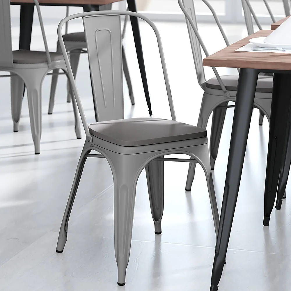 Alamont Home - All-Weather Commercial Stack Chair & Poly Resin Seat - Silver/Gray