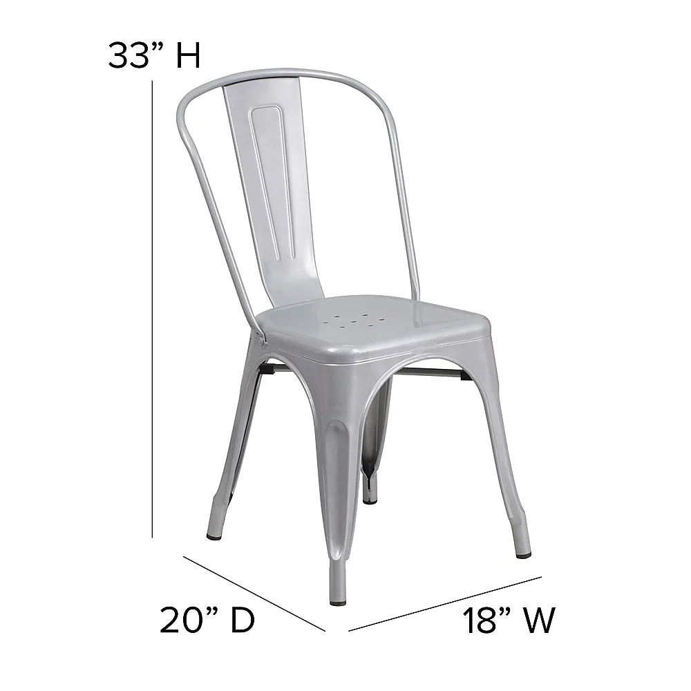 Alamont Home - All-Weather Commercial Stack Chair & Poly Resin Seat - Silver/Gray