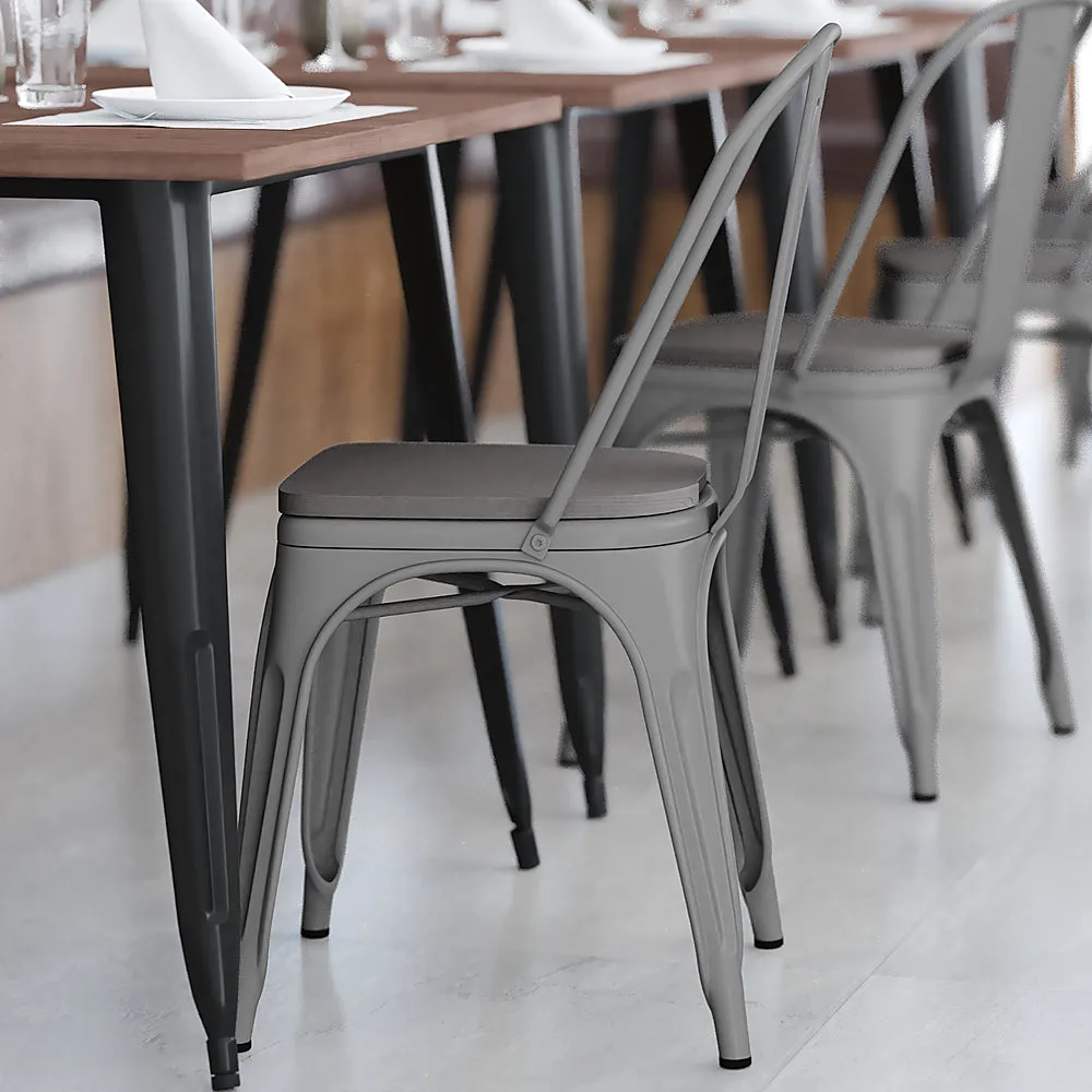 Alamont Home - All-Weather Commercial Stack Chair & Poly Resin Seat - Silver/Gray