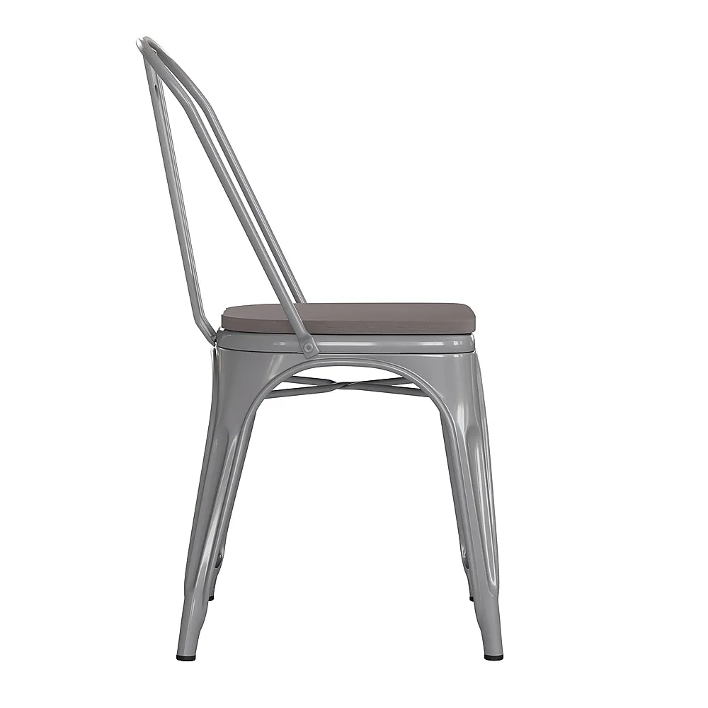 Alamont Home - All-Weather Commercial Stack Chair & Poly Resin Seat - Silver/Gray