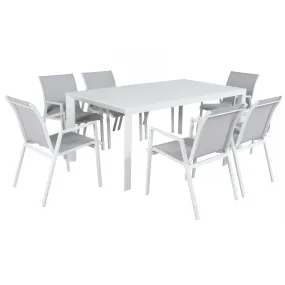 All-Weather 7pc Aluminium Outdoor Dining Set, White
