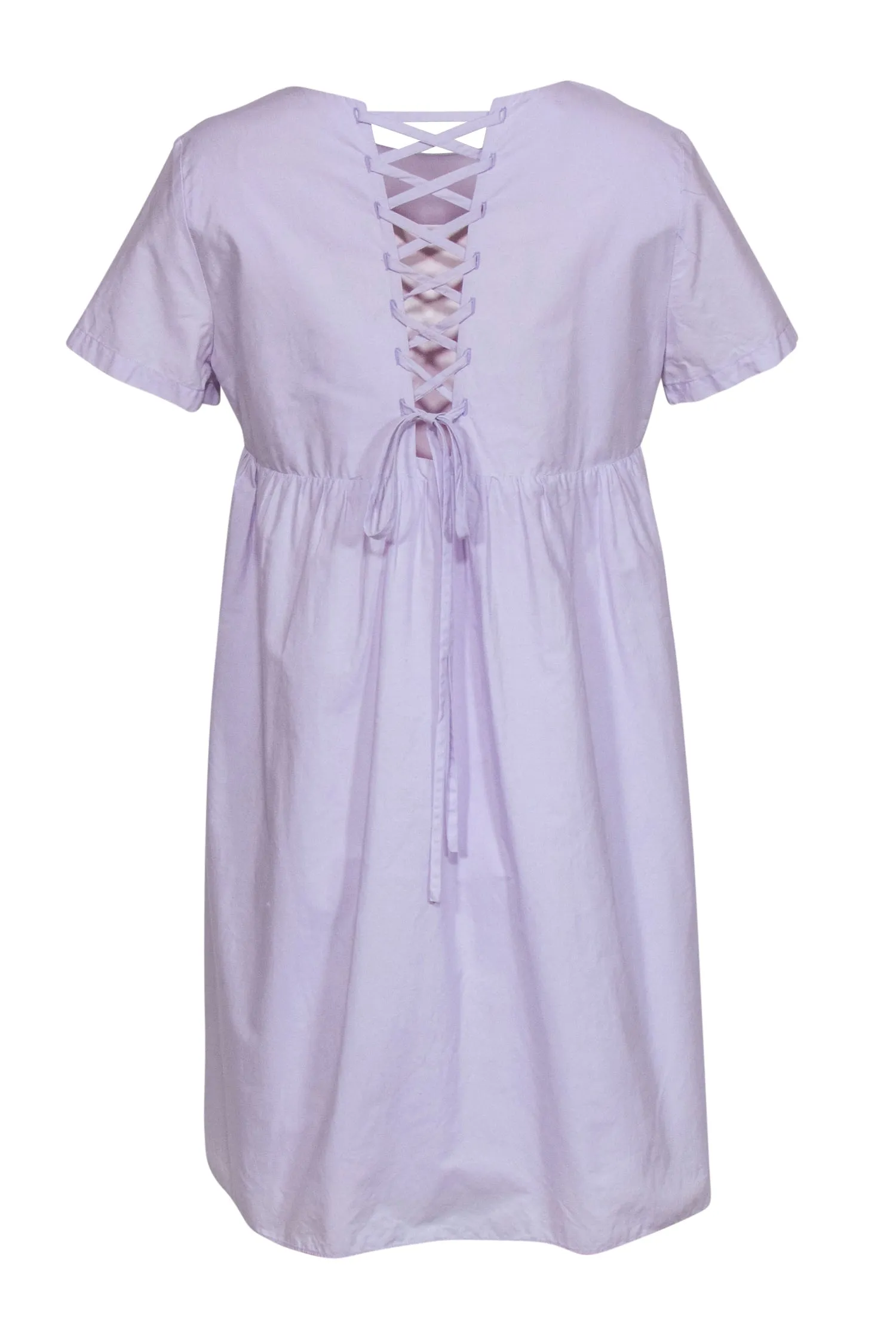 Amanda Uprichard - Lavender Babydoll Short Sleeve Dress w/ Tie-up Back Sz L