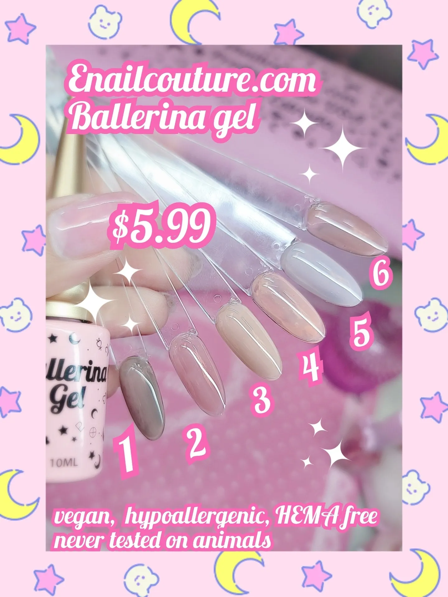 Ballerina Gel (10ML Hema-free Gel Nail Polish Set,Nude Gel Polish Soak Off LED Nail Gel Polish Set Nail Art Manicure Salon DIY)