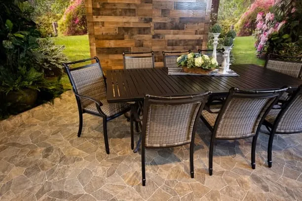 BIMINI 9 PIECE DINING SET - 46" x 93" Stone Harbor Dining Table and 8 Chairs