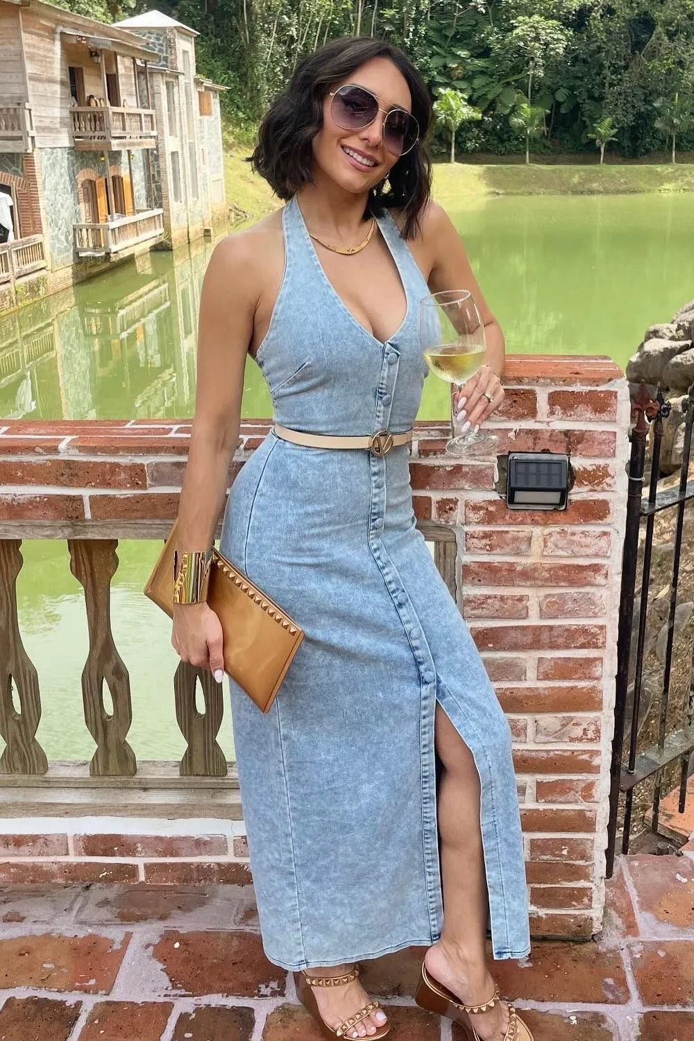 Bodycon Denim Maxi Dress