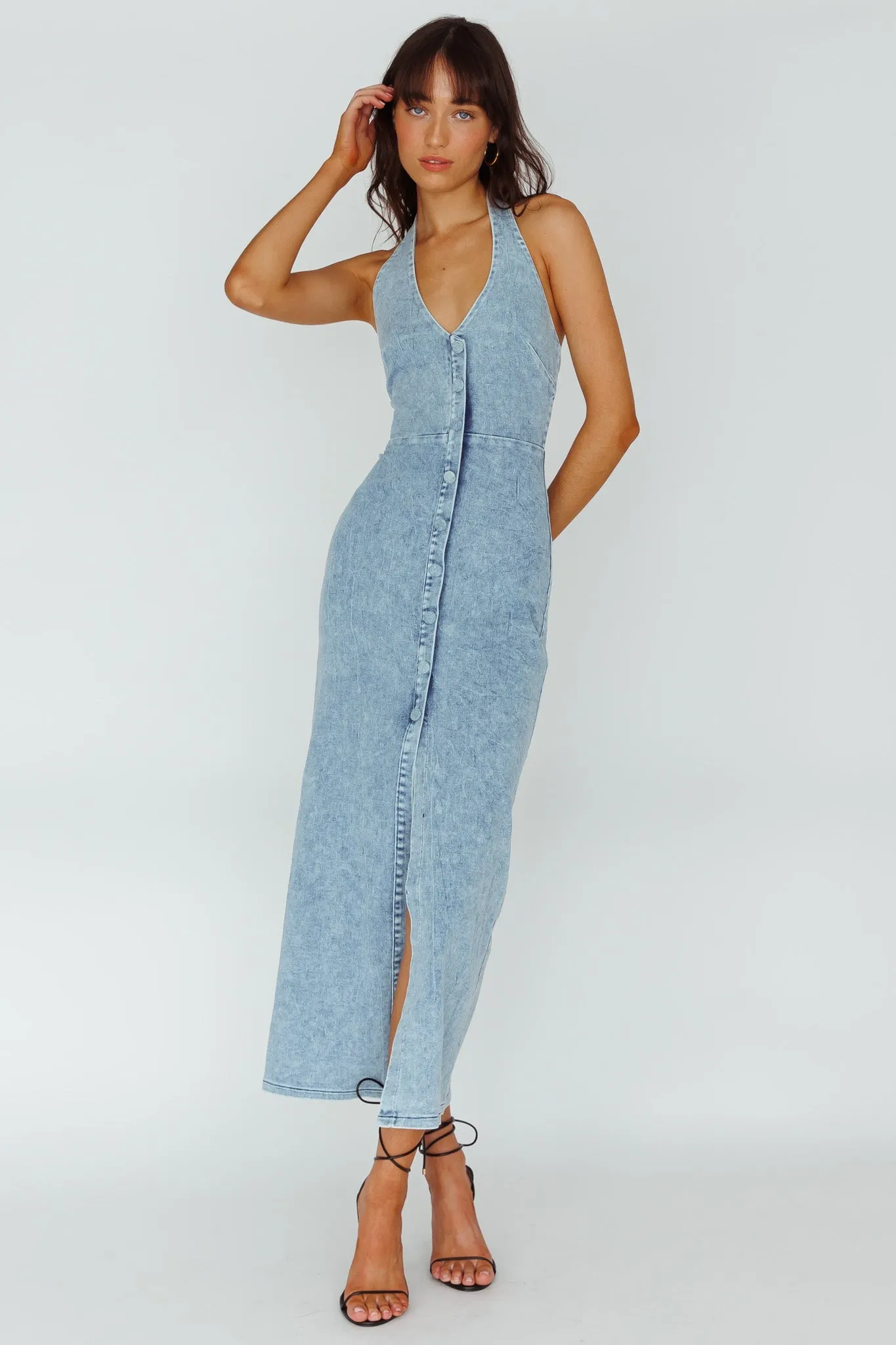 Bodycon Denim Maxi Dress