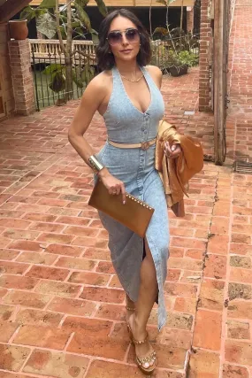 Bodycon Denim Maxi Dress