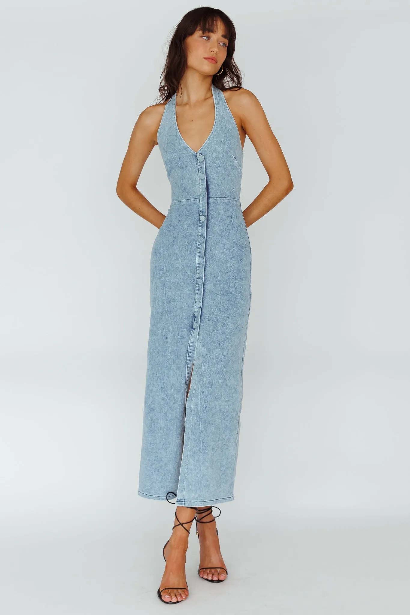Bodycon Denim Maxi Dress