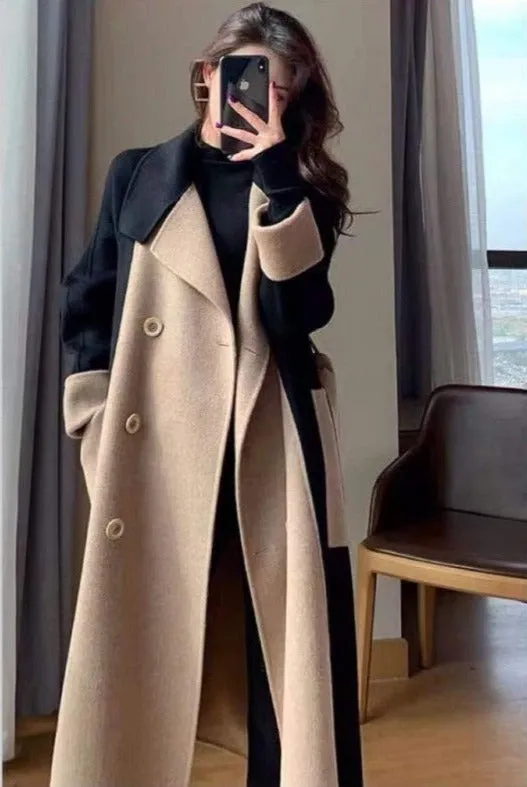 Casual Cashmere  Fashionable double-Faced color coat