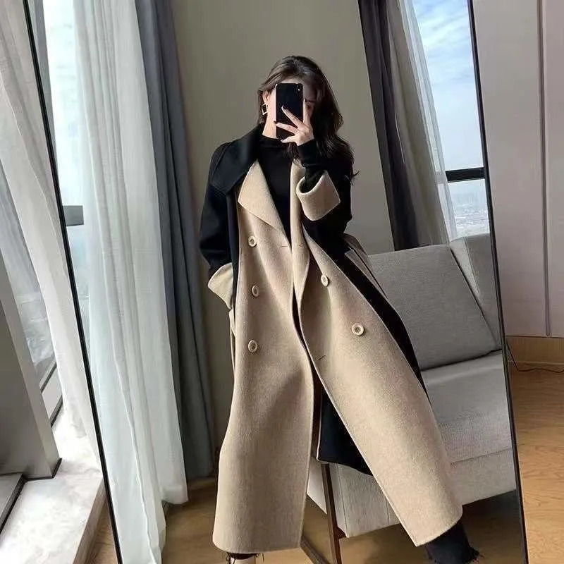 Casual Cashmere  Fashionable double-Faced color coat