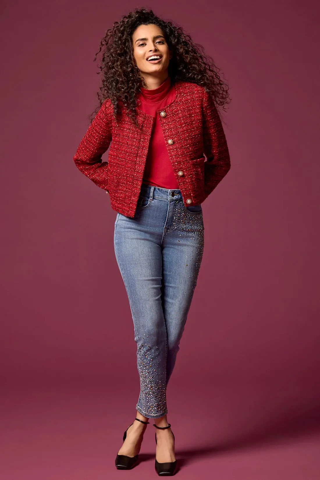 Coco Tweed Jacket w/Pearl Buttons