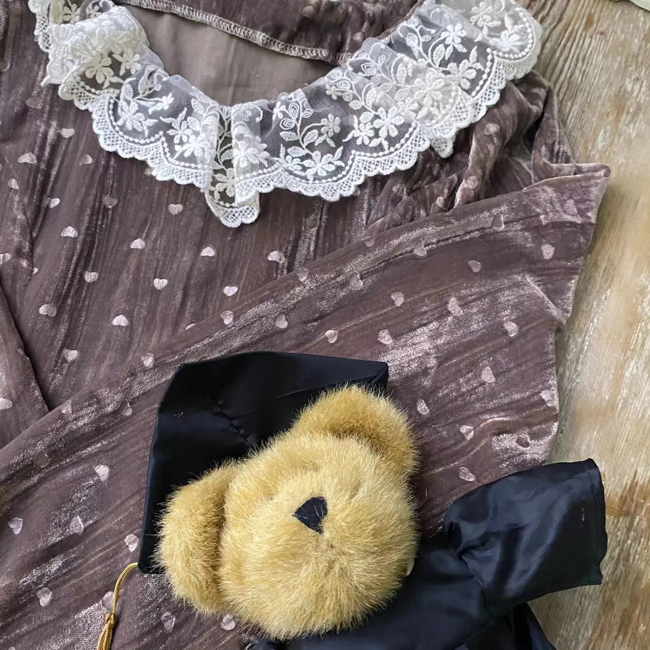 Cocoa Charm Sweet Babydoll Velvet Mini Dress