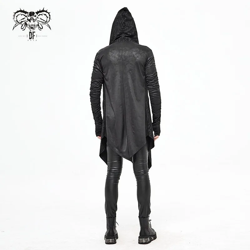 CT172 Dark hooded knit coat printed men Cardigan