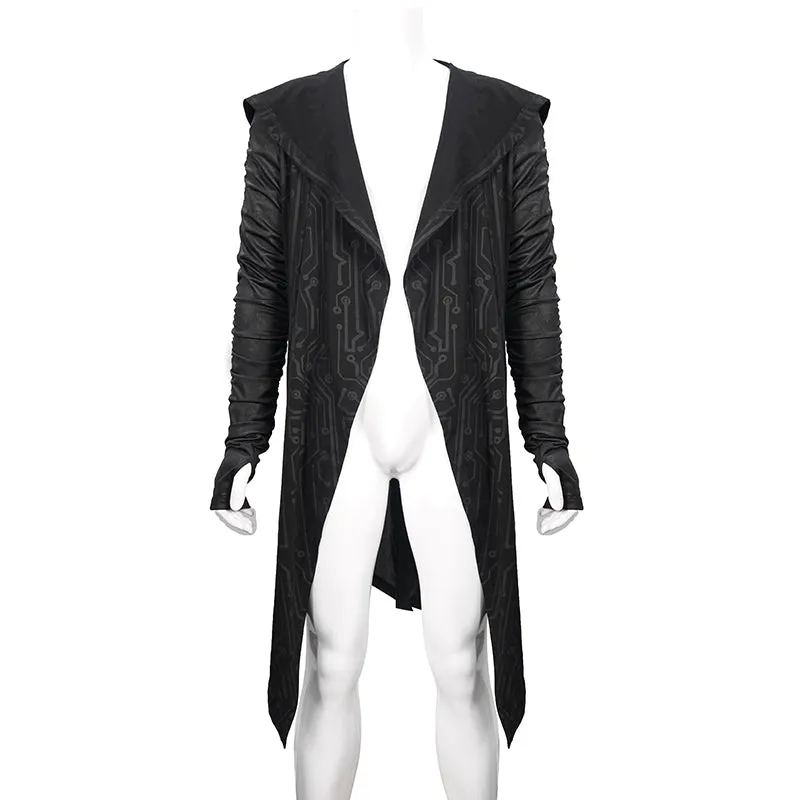 CT172 Dark hooded knit coat printed men Cardigan