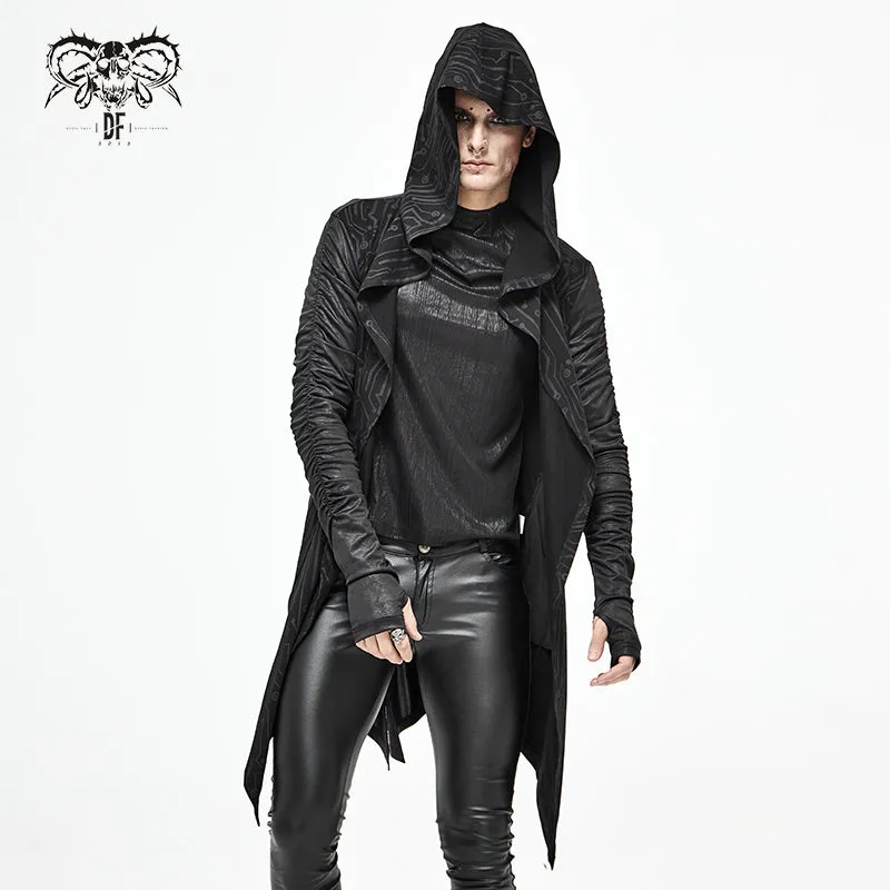 CT172 Dark hooded knit coat printed men Cardigan