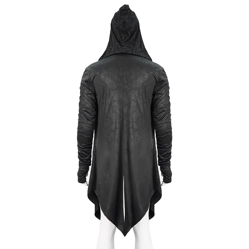 CT172 Dark hooded knit coat printed men Cardigan