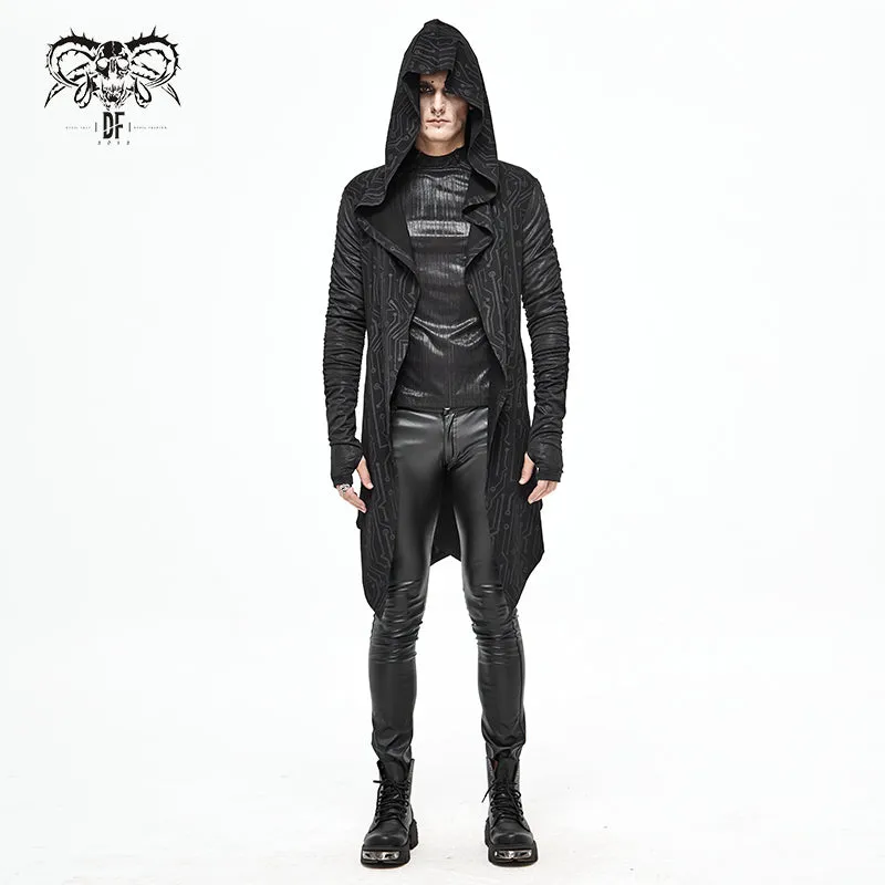 CT172 Dark hooded knit coat printed men Cardigan