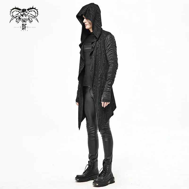 CT172 Dark hooded knit coat printed men Cardigan