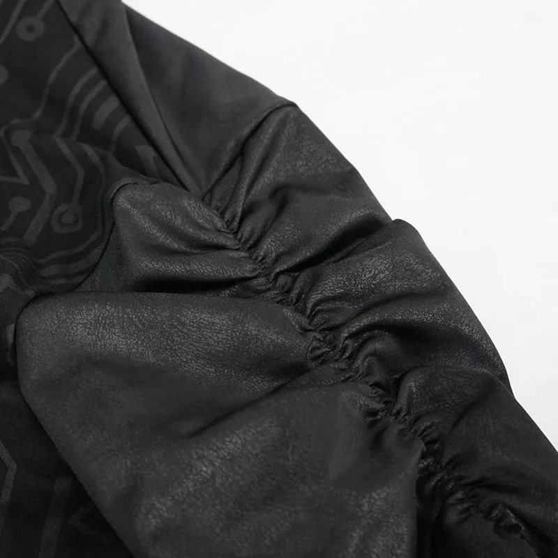 CT172 Dark hooded knit coat printed men Cardigan