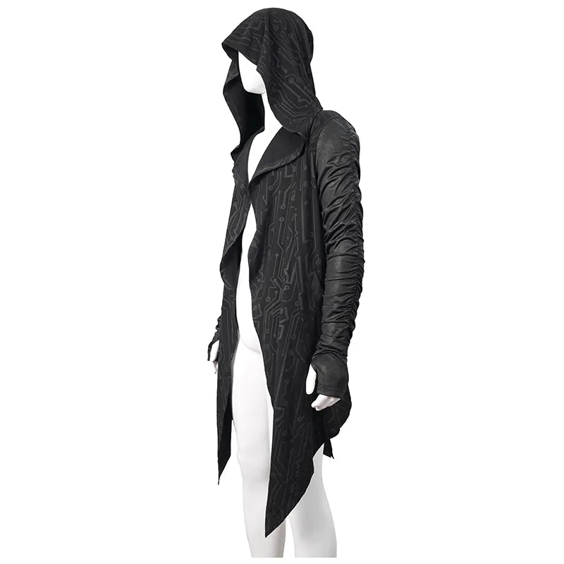 CT172 Dark hooded knit coat printed men Cardigan