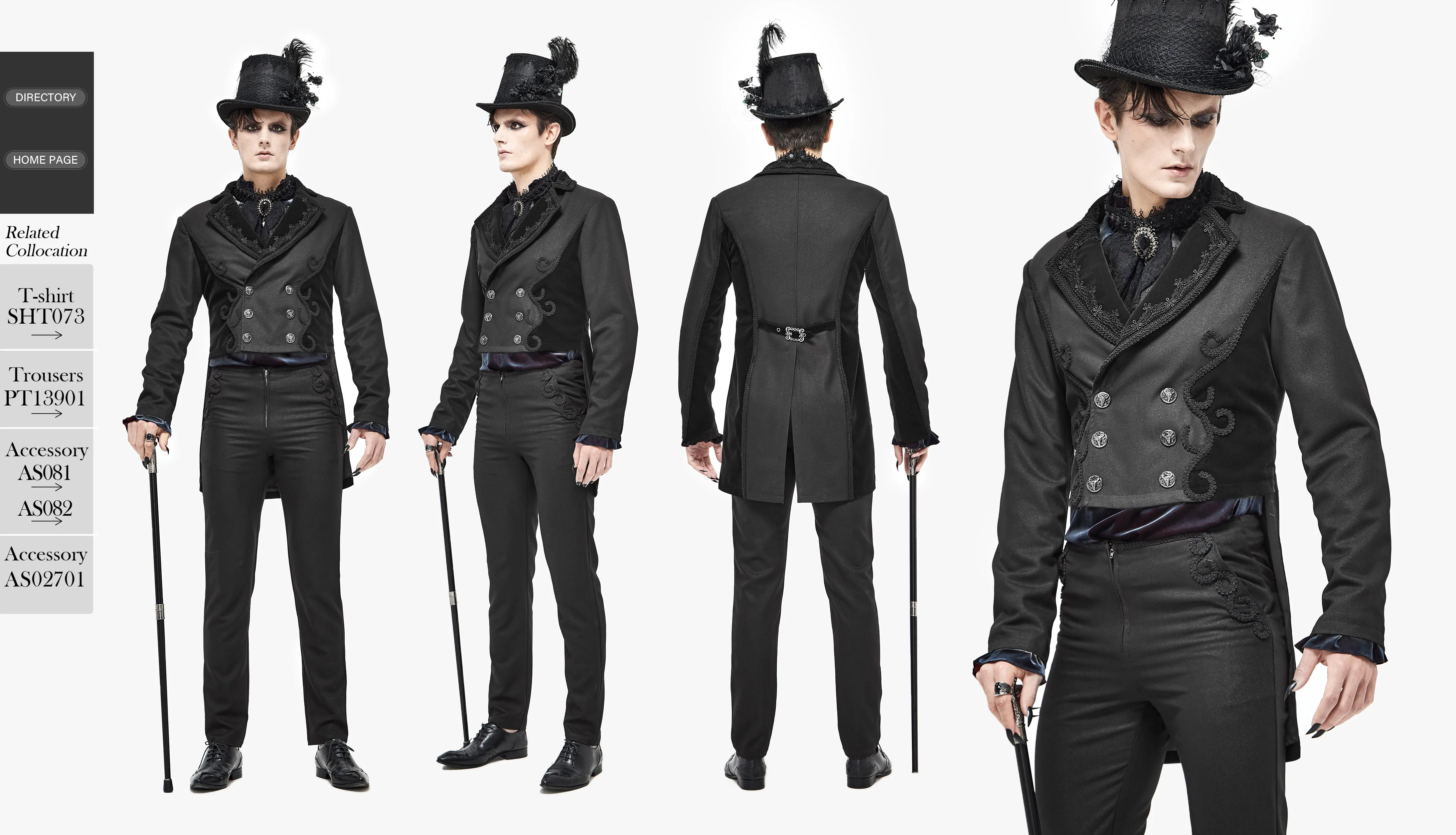 CT17401 black Gothic men dress coat