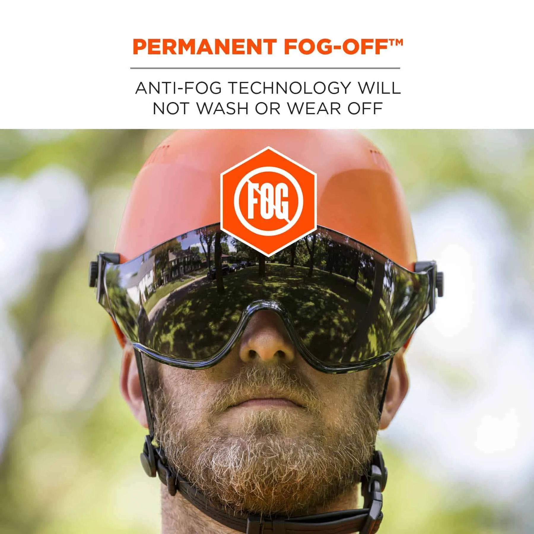 Ergodyne 60218 8974V Anti-Fog Smoke Lens Orange Class E Safety Hard Hat Helmet   Visor