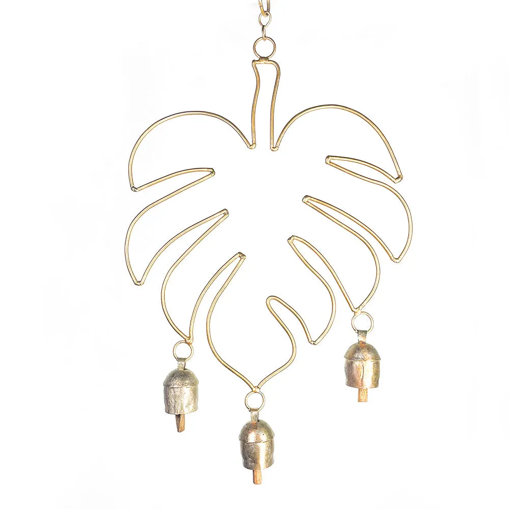 Golden Monstera Frame Chime