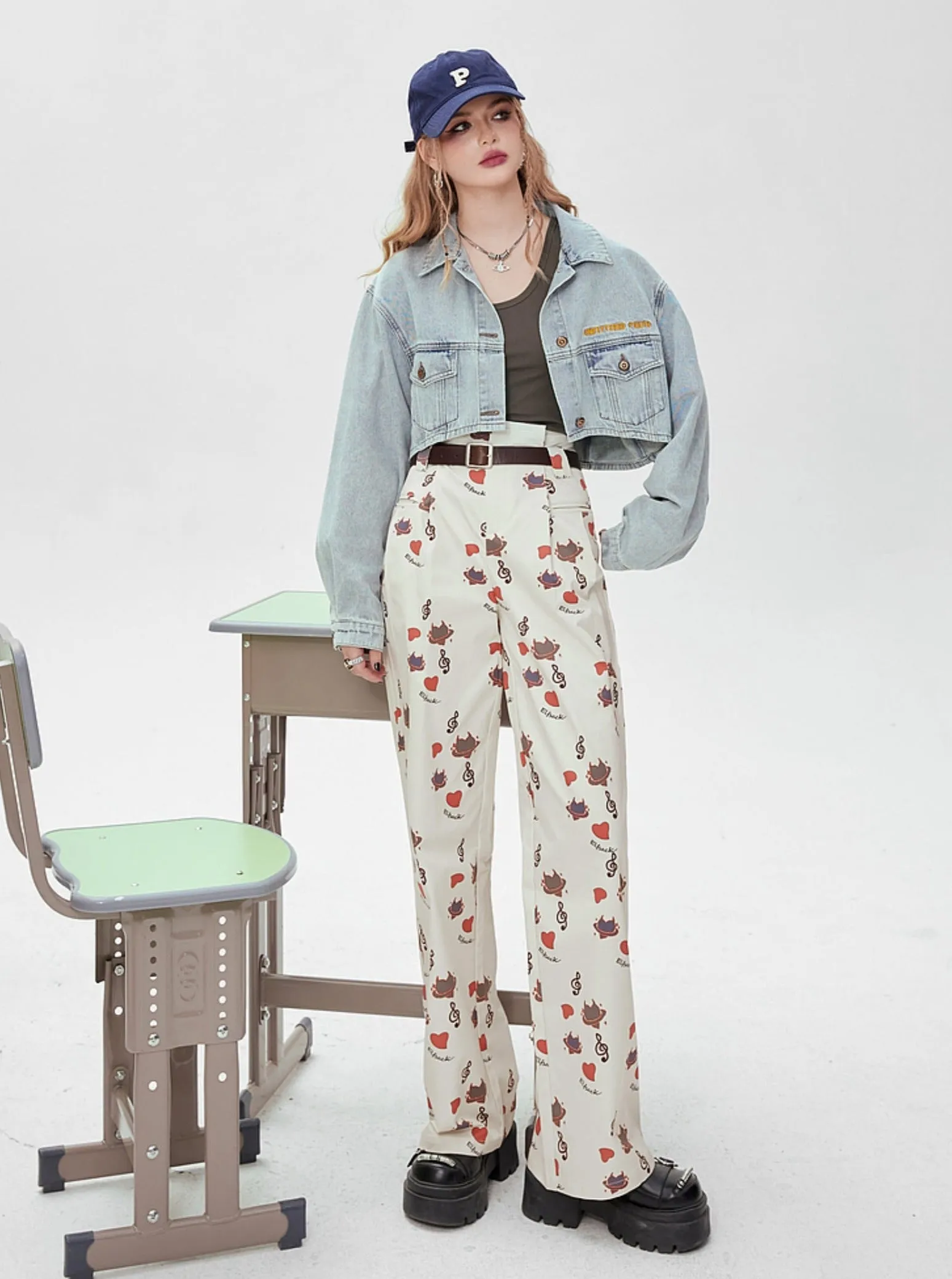 High-Waist Narrow Wide-Leg Pants
