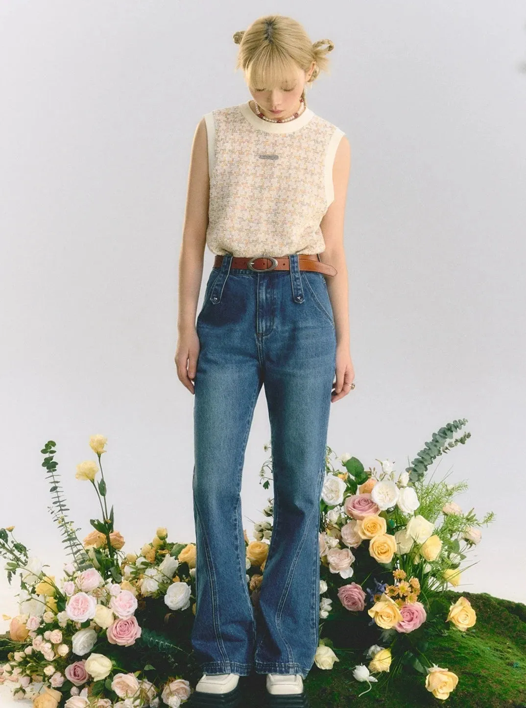 High Waist Straight Long Jeans Pants