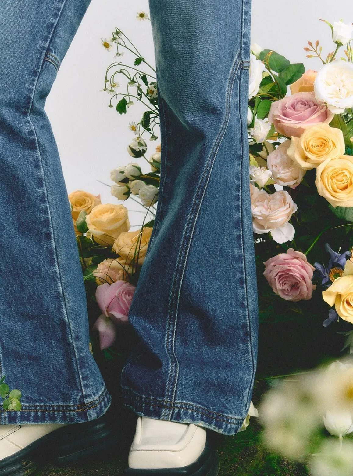 High Waist Straight Long Jeans Pants