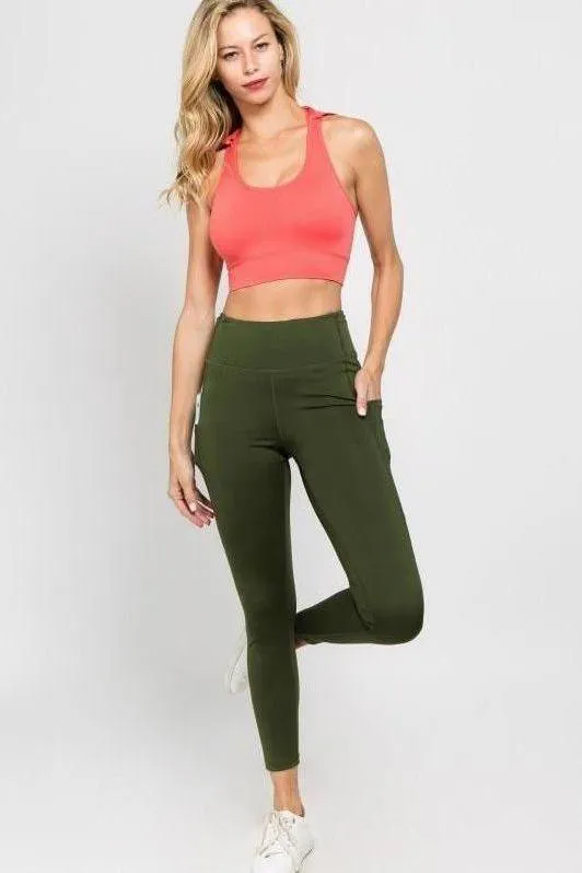 High Waist Tech Pocket Army Green Leggings