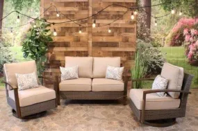 KENNET 3 PIECE SEATING SET -  Love Seat and 2 Swivel Rockers