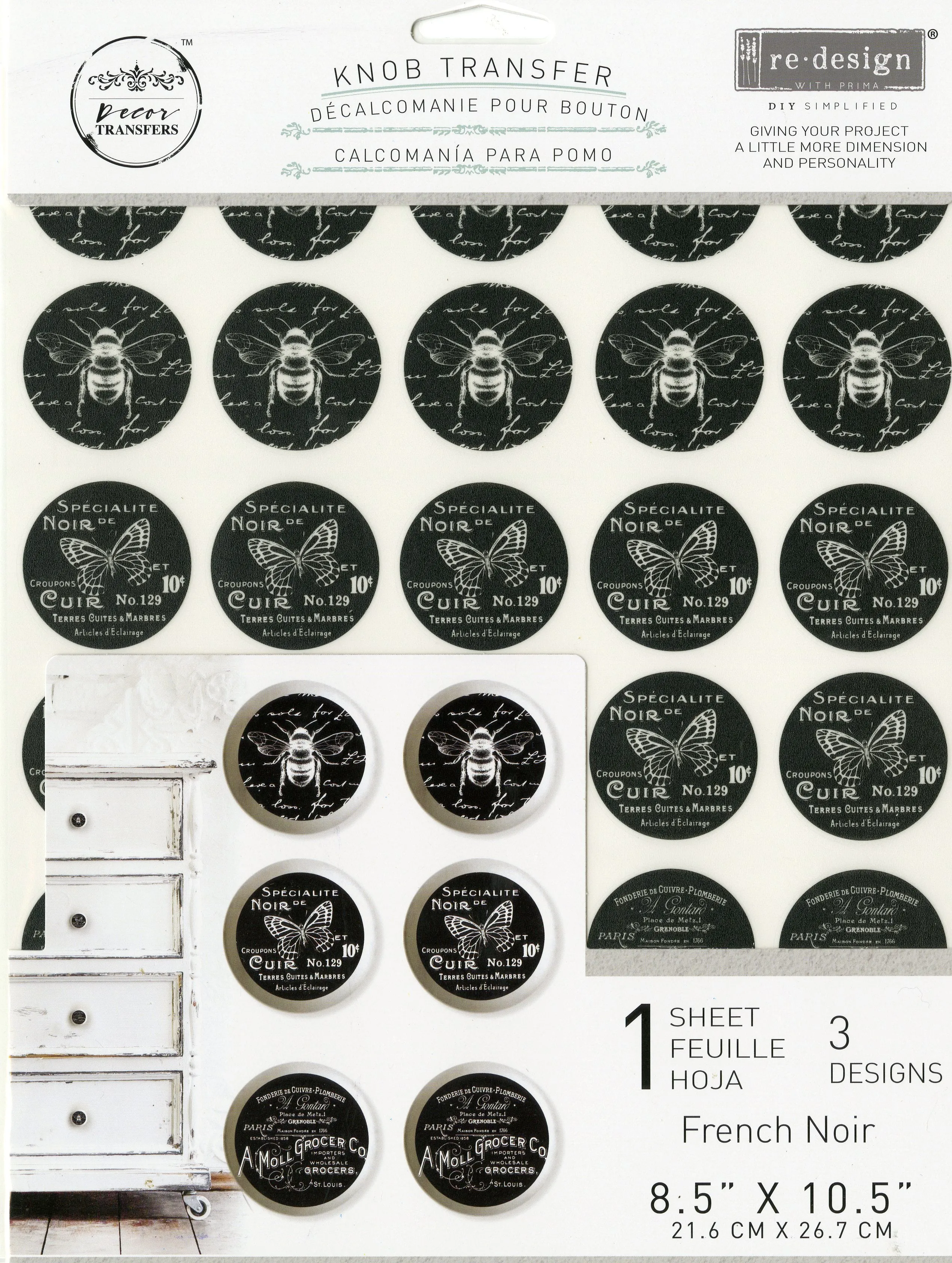 Knob Transfers by Re-Design - French Noir