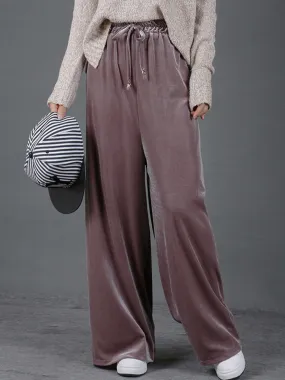 Loose High Waist Velvet Pants