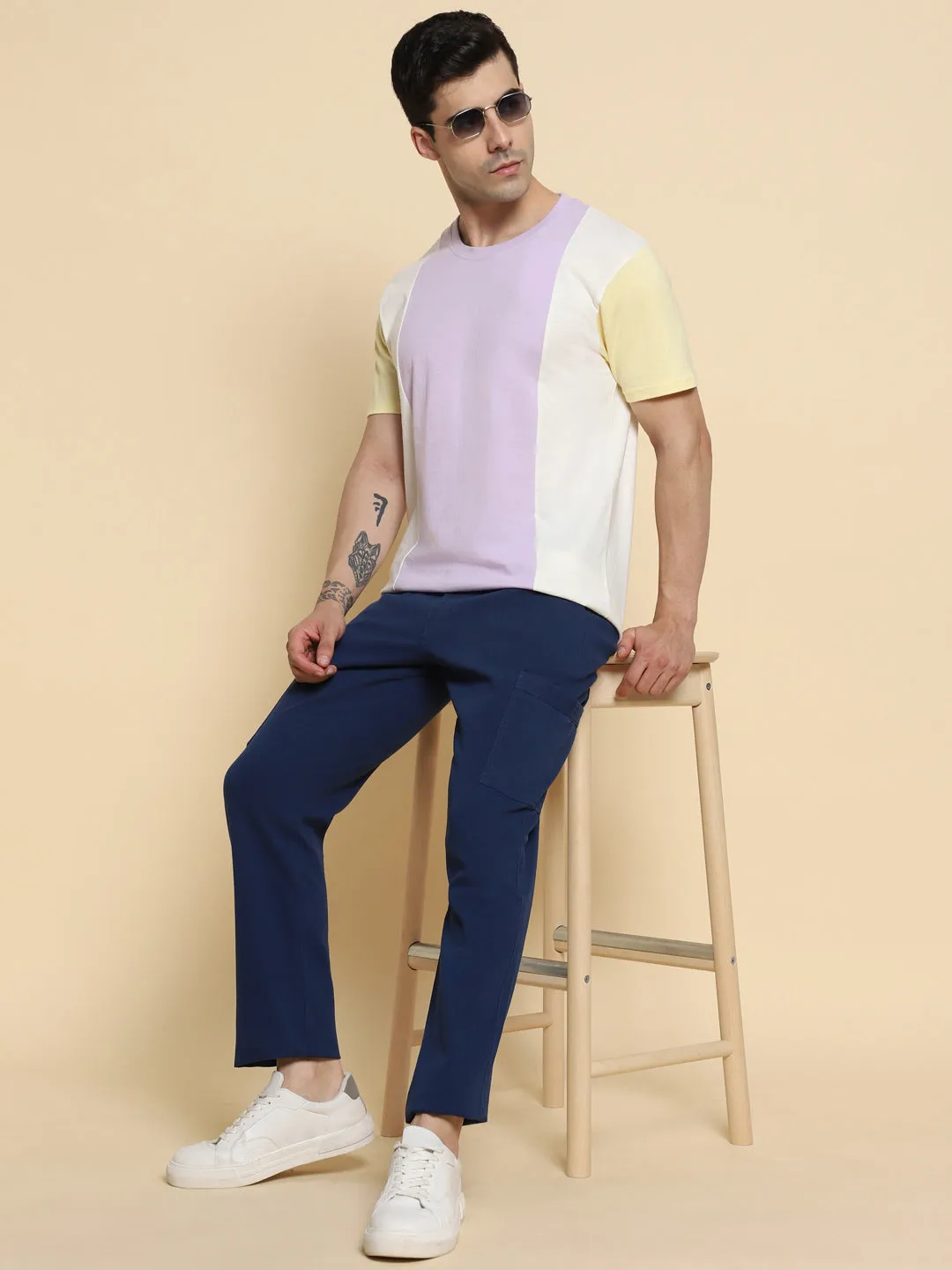 Men's Denim Blue Cargo Smart Casual Look For Season Essential