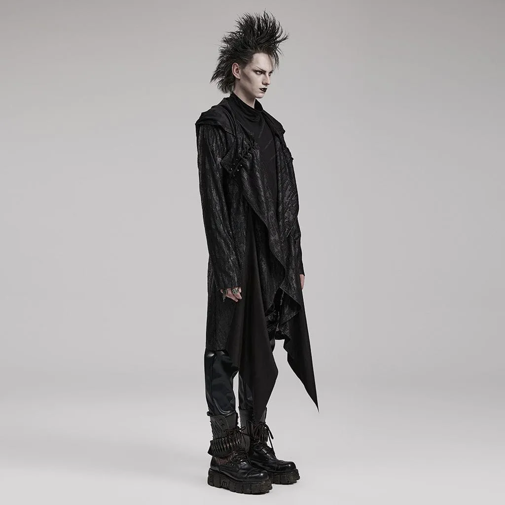 Men's Punk Pleated Long Coat with a Hood