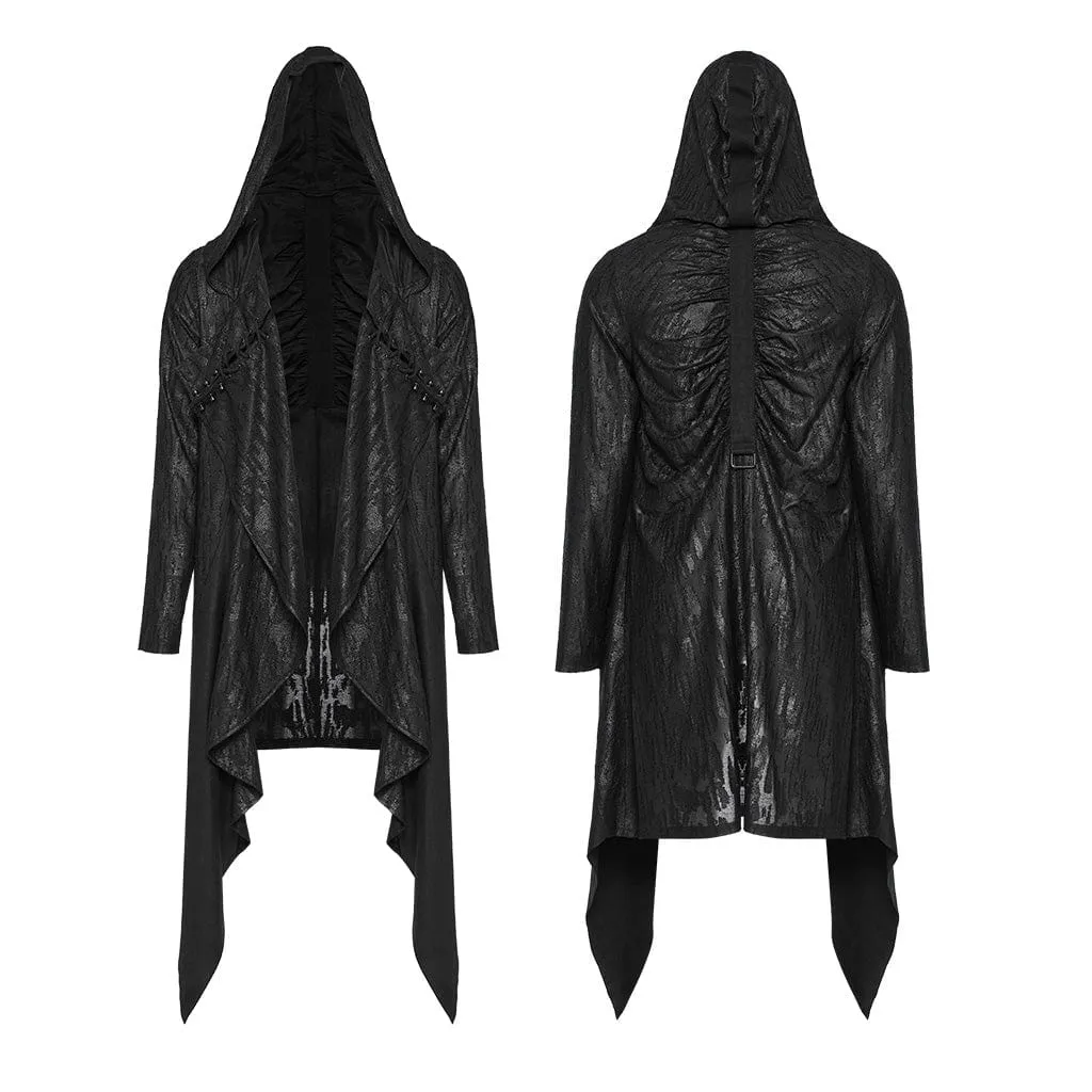 Men's Punk Pleated Long Coat with a Hood