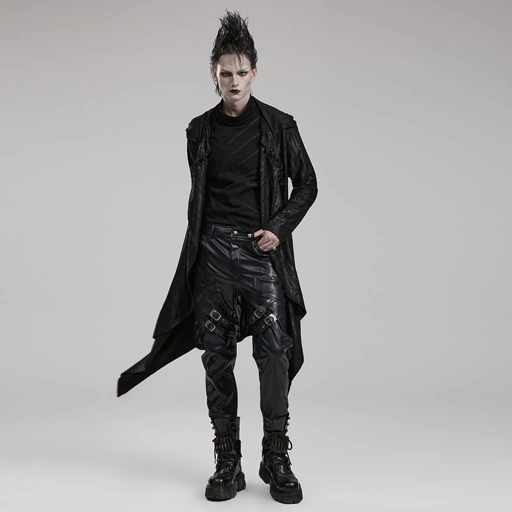 Men's Punk Pleated Long Coat with a Hood