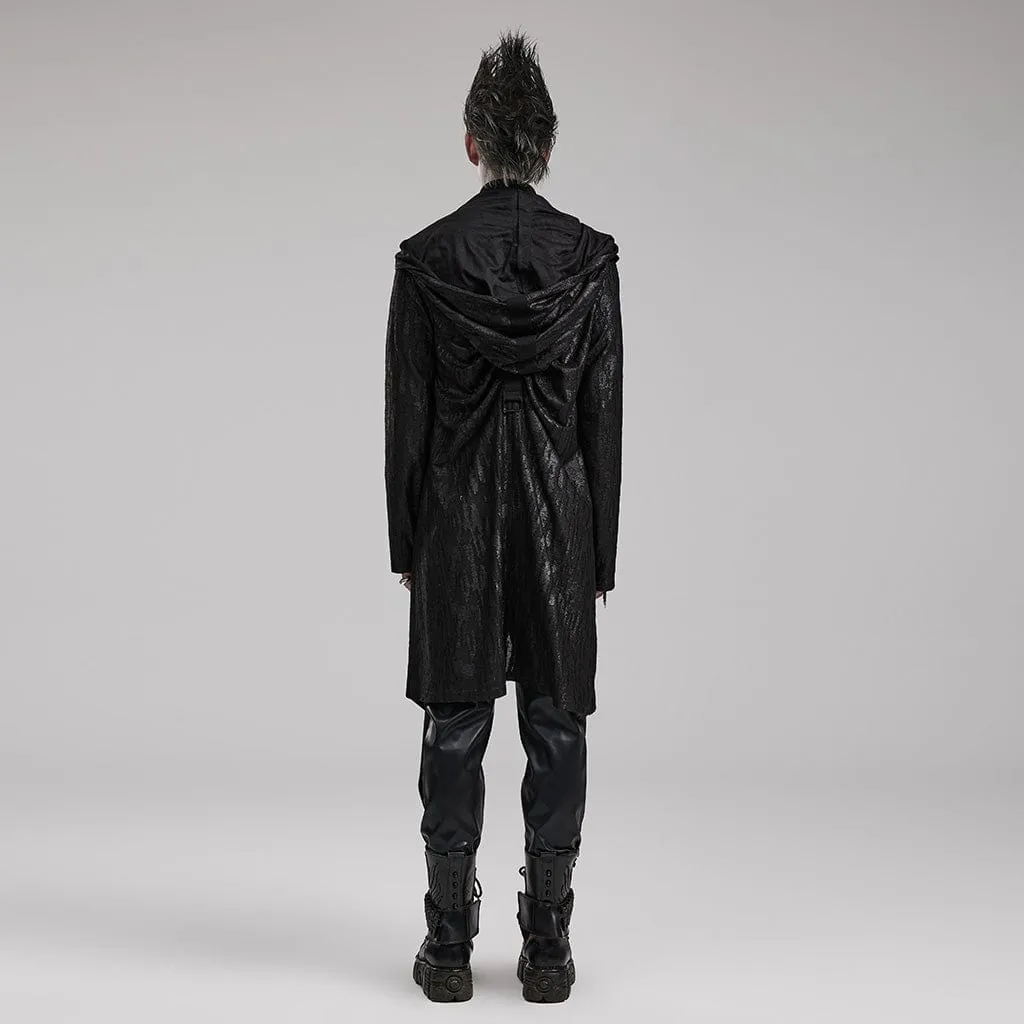 Men's Punk Pleated Long Coat with a Hood