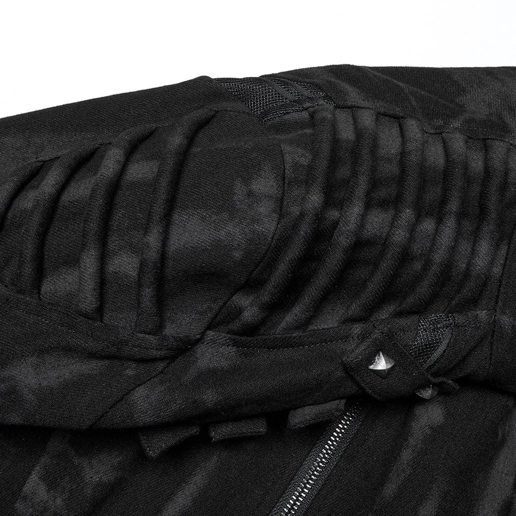 Men's Punk Rivets Strap Zip Coat
