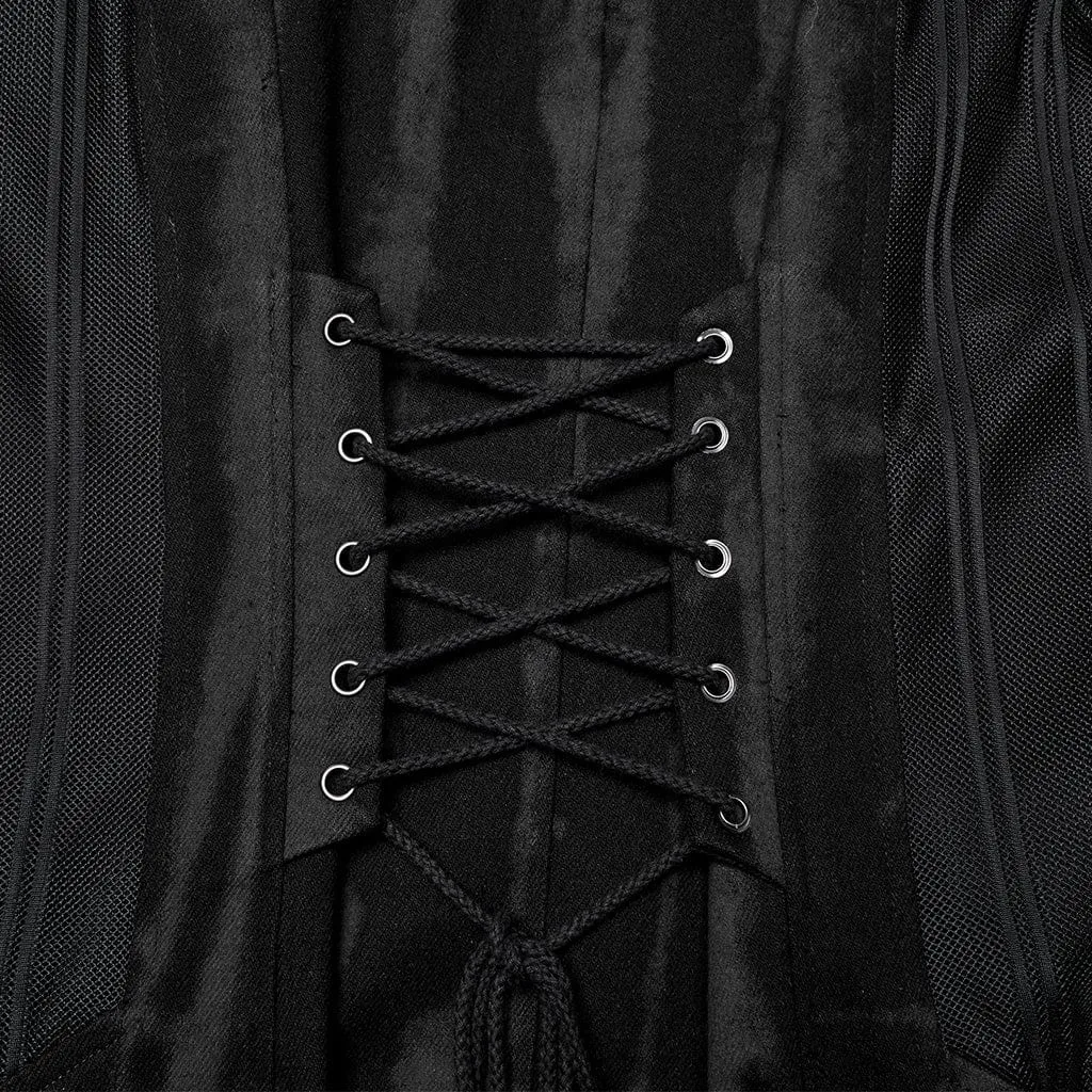Men's Punk Rivets Strap Zip Coat