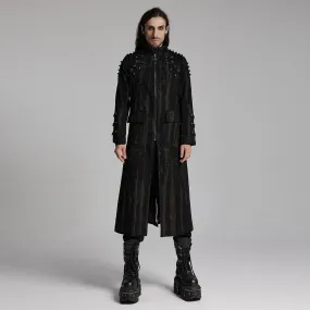 Men's Punk Rivets Strap Zip Coat