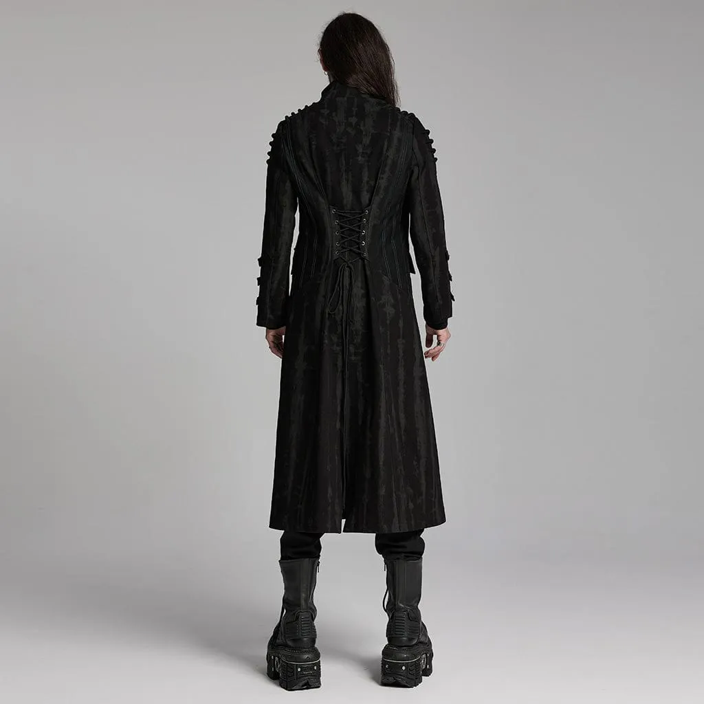 Men's Punk Rivets Strap Zip Coat