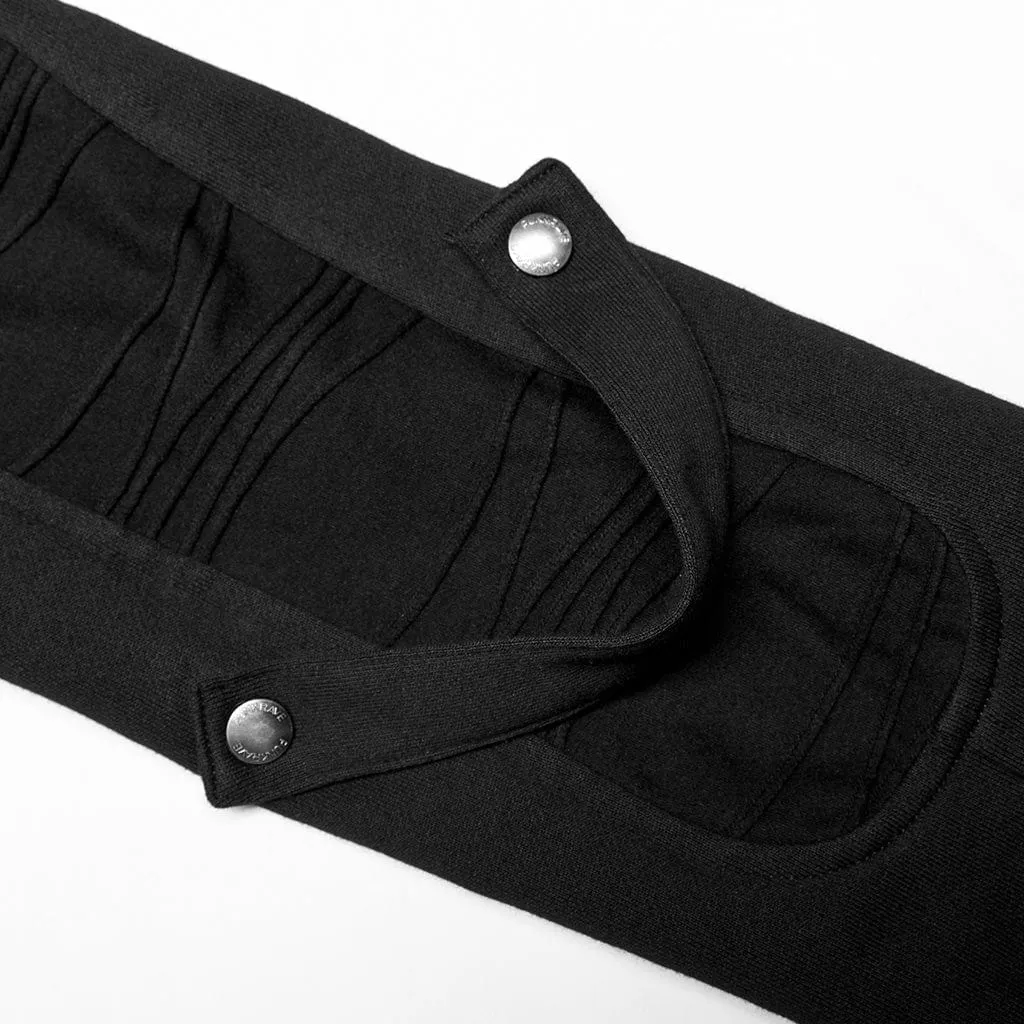 Men's Punk Stand Collar Asymmetric Zipper Long Coat