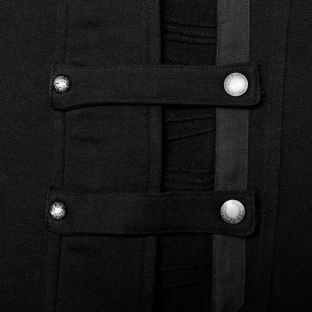 Men's Punk Stand Collar Asymmetric Zipper Long Coat