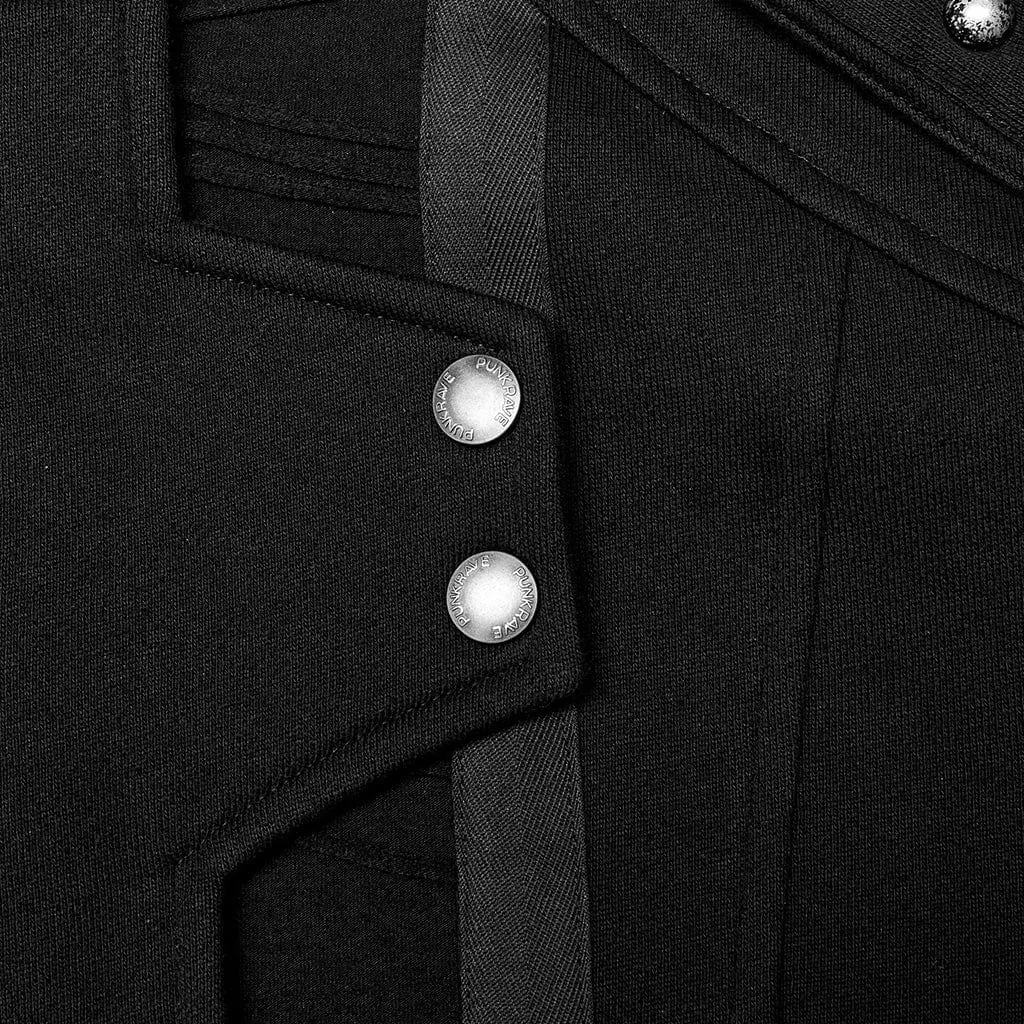 Men's Punk Stand Collar Asymmetric Zipper Long Coat